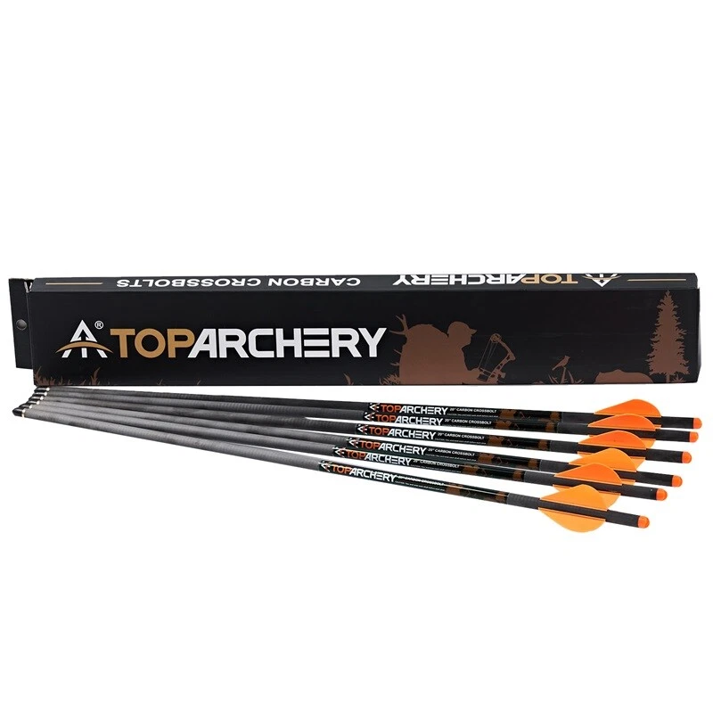 Paquete de 6 pernos de ballesta de carbono puro .006 de 20" flechas 385 grano con levas de media luna Foto 3 de 4