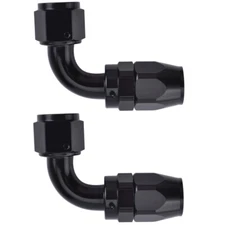2pcs Swivel Hose End Fitting Adaptor AN8 90° Degree For Oil Fuel Line Black