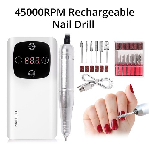 45000RPM Wiederaufladbare Tragbare Elektrische Maniküre Maschine Starke Nagel Bohrer Feile - Bild 2 von 10