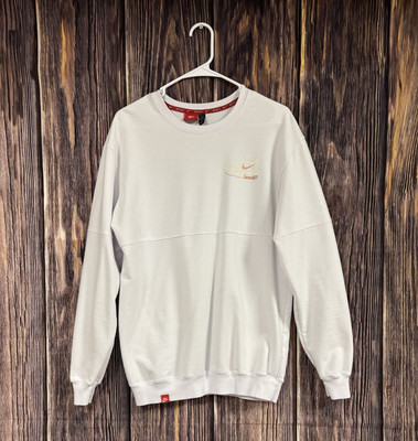 Nike Just Doit  Mens White Crew Neck Sweatshirt Size Large Back Logo Detail