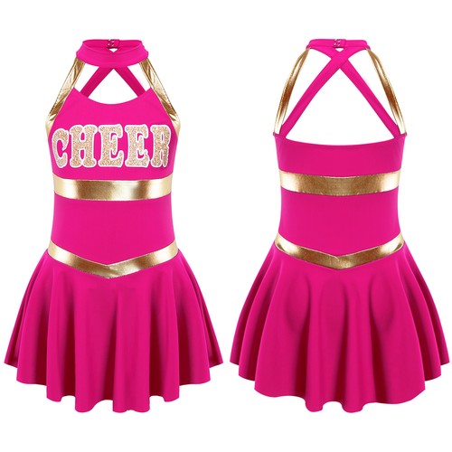 Kids Girls Cheerleading Uniform Sleeveless Dress Cheer Leader Costume AU - Picture 39 of 63