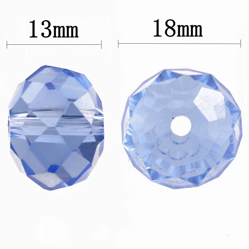 10pcs 18x13mm Big Rondelle Faceted Crystal Glass Loose Beads for Jewelry Making - Image 2 of 4