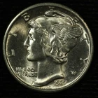 Mercury Silver Dime. 1937 P. FSB Gem Brilliant Uncirculated. Lot # 9049-113-116
