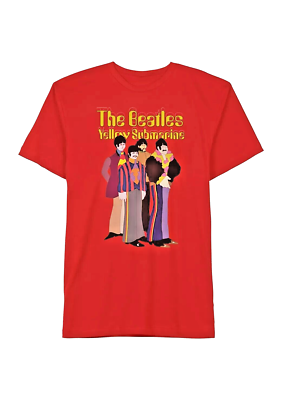 The Beatles Short Sleeve Yellow Submarine Red Graphic Casual Men T