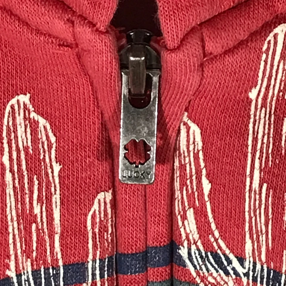 Sudadera con capucha de manga larga roja con cremallera completa Lucky Brand para niños 4/5 Foto 2 de 4