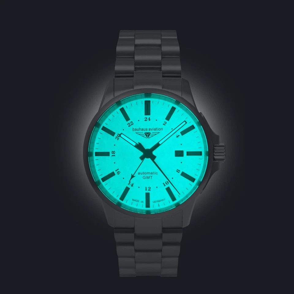 Bauhaus Aviazione Automatico,Gmt,Cinturino IN Metallo, Titan, 2868M-5, Beige - Immagine 3 di 4