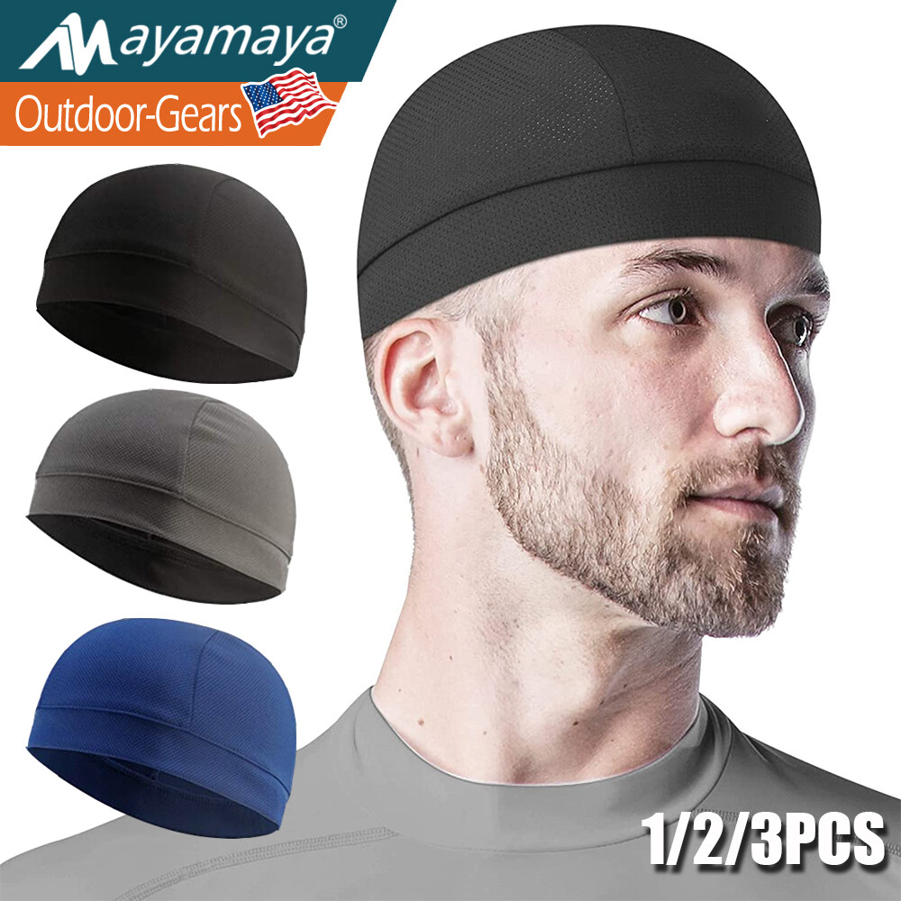 Men Women Cooling Skull Cap Helmet Liner Sweat Wicking Cycling Sports Beanie Hat