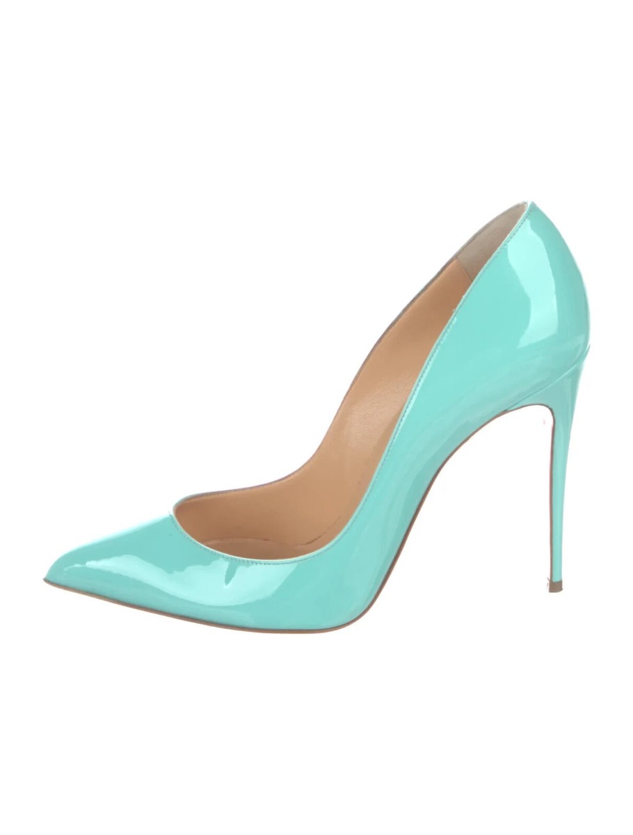 CHRISTIAN LOUBOUTIN Blue Pigalle Follies Patent Pumps SZ 8 IT 38