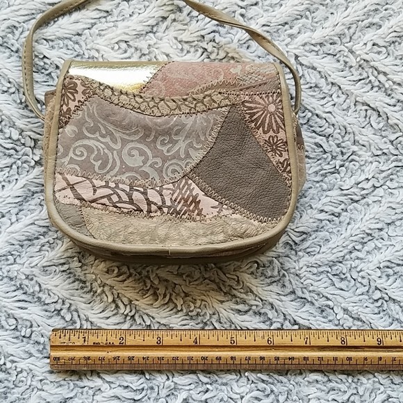 Patchwork leather pocketbook earth tones - image 5