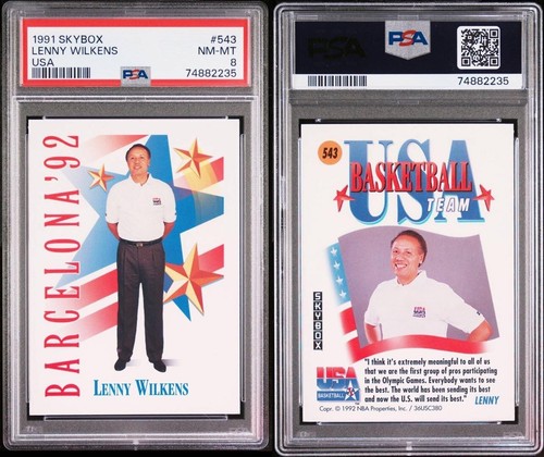 Lenny Wilkens, USA #543 - 1991 Skybox - PSA 8 NM-MT - 第 1/1 張圖片