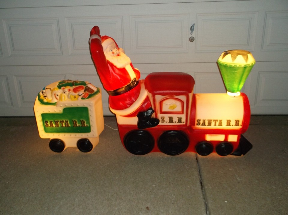 Vintage Empire Santa Train + Toy Tender Car Blow Mold Santa RR Local