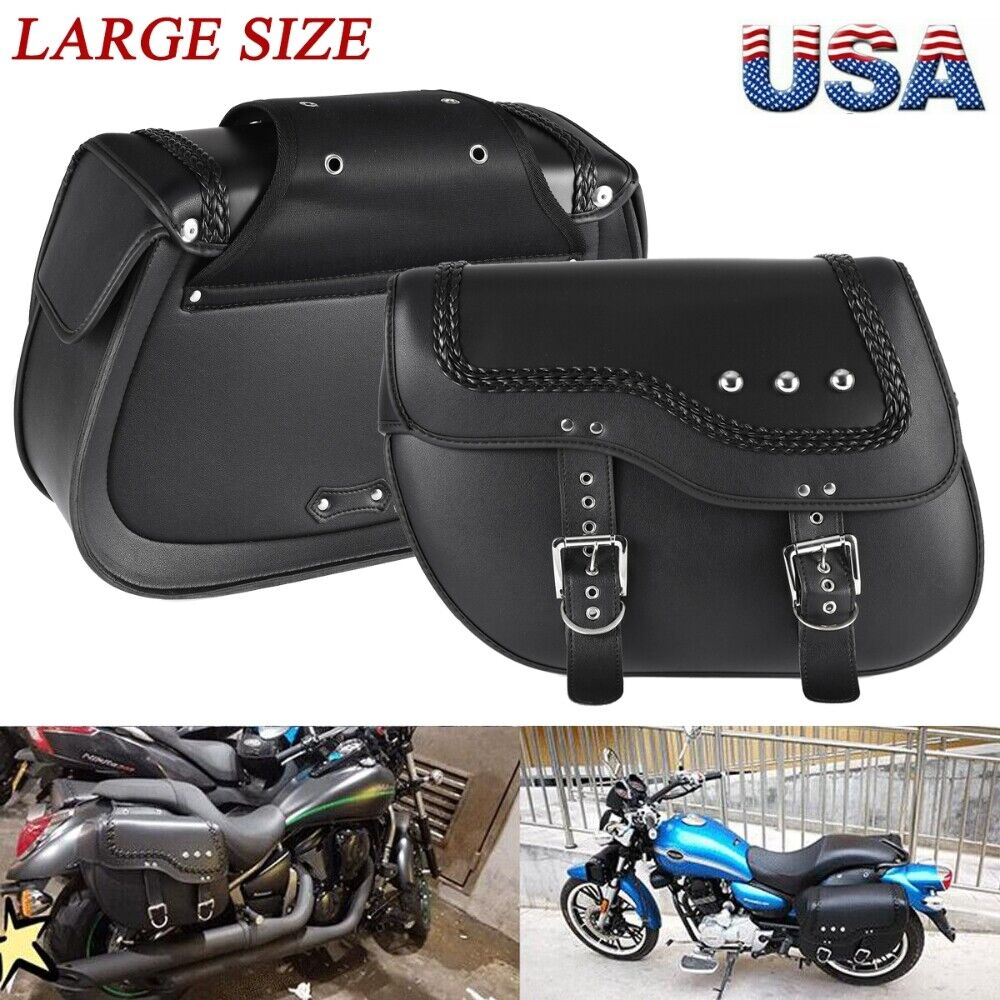 Durable PU Leather Motorcycle Saddlebags for Harley Road King & Street Glide