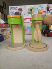 Hape Wooden Toy Coffee Maker / Expresso Latte  Mixer 2 items Kitchen Playset