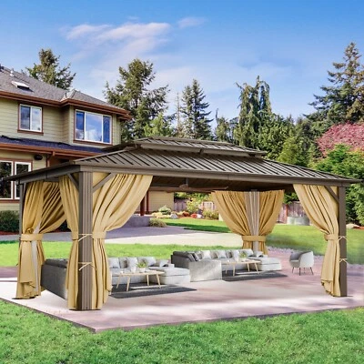 HOTEEL 12'x20' Hardtop Gazebo with Metal Roof Heavy Duty Outdoor Hot Tub Gazebo