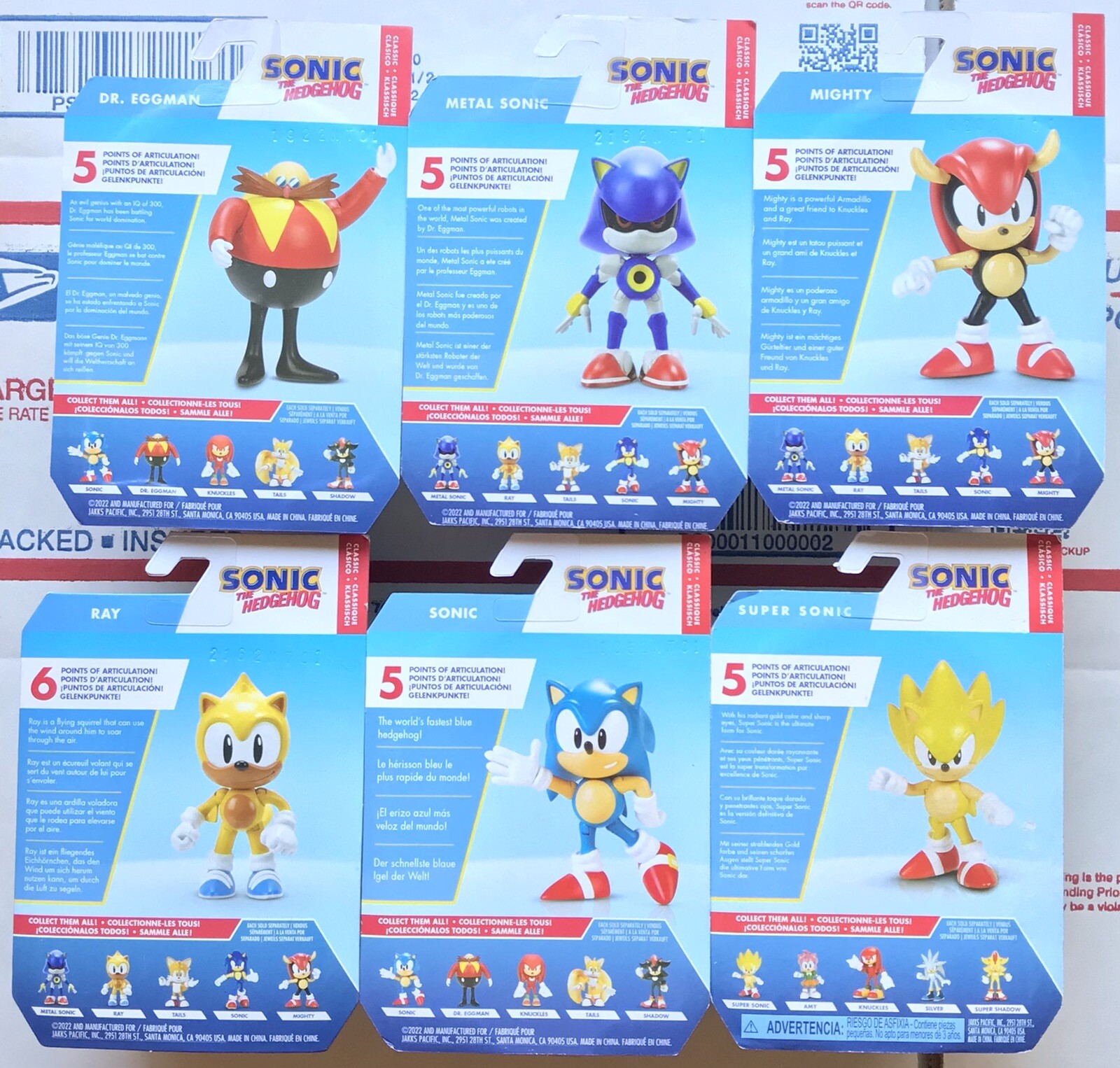 Jakks Sonic 2.5” In Classic Figure Lot Super Ray Mighty Eggman Metal