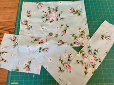 Pretty Pink Roses on an Aqua Blue Cotton Fabric OOP