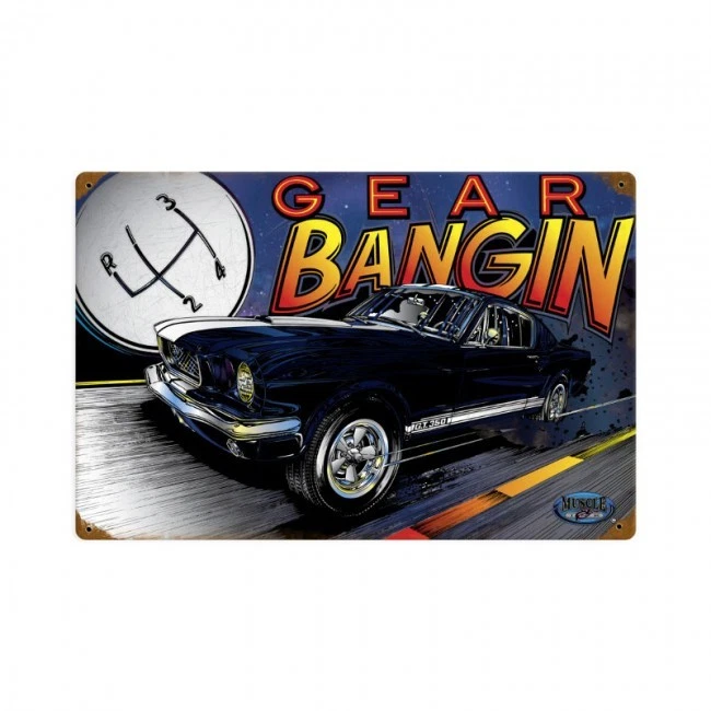 FORD MUSTANG Gear Comic Metall Schild 45cm!! USA V8 Boss Fastback Shelby 500 350 - Bild 1 von 1