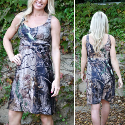 knee length dresses for ladies CAMO Bridesmaid dress with color accents