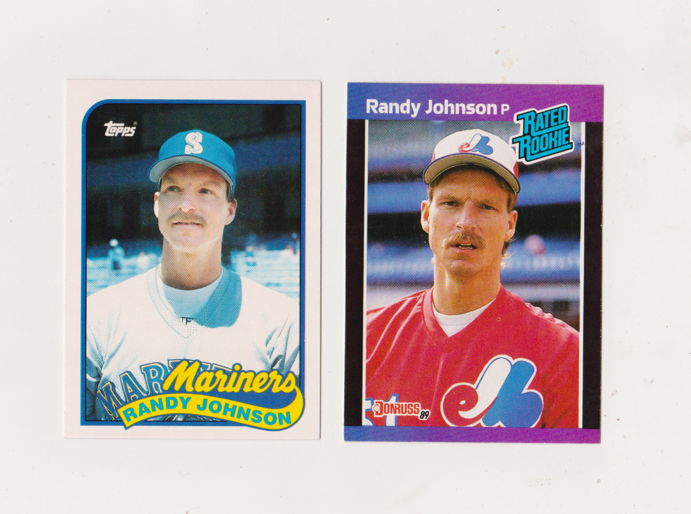 1989 Topps Baseball Traded Randy Johnson #57T &Donruss Rated RC #42 Free Ship