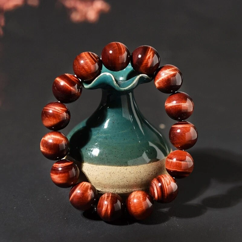 Brazalete brazalete redondo con cuentas de piedra ojo de tigre natural de 6/8/10 mm Foto 4 de 4