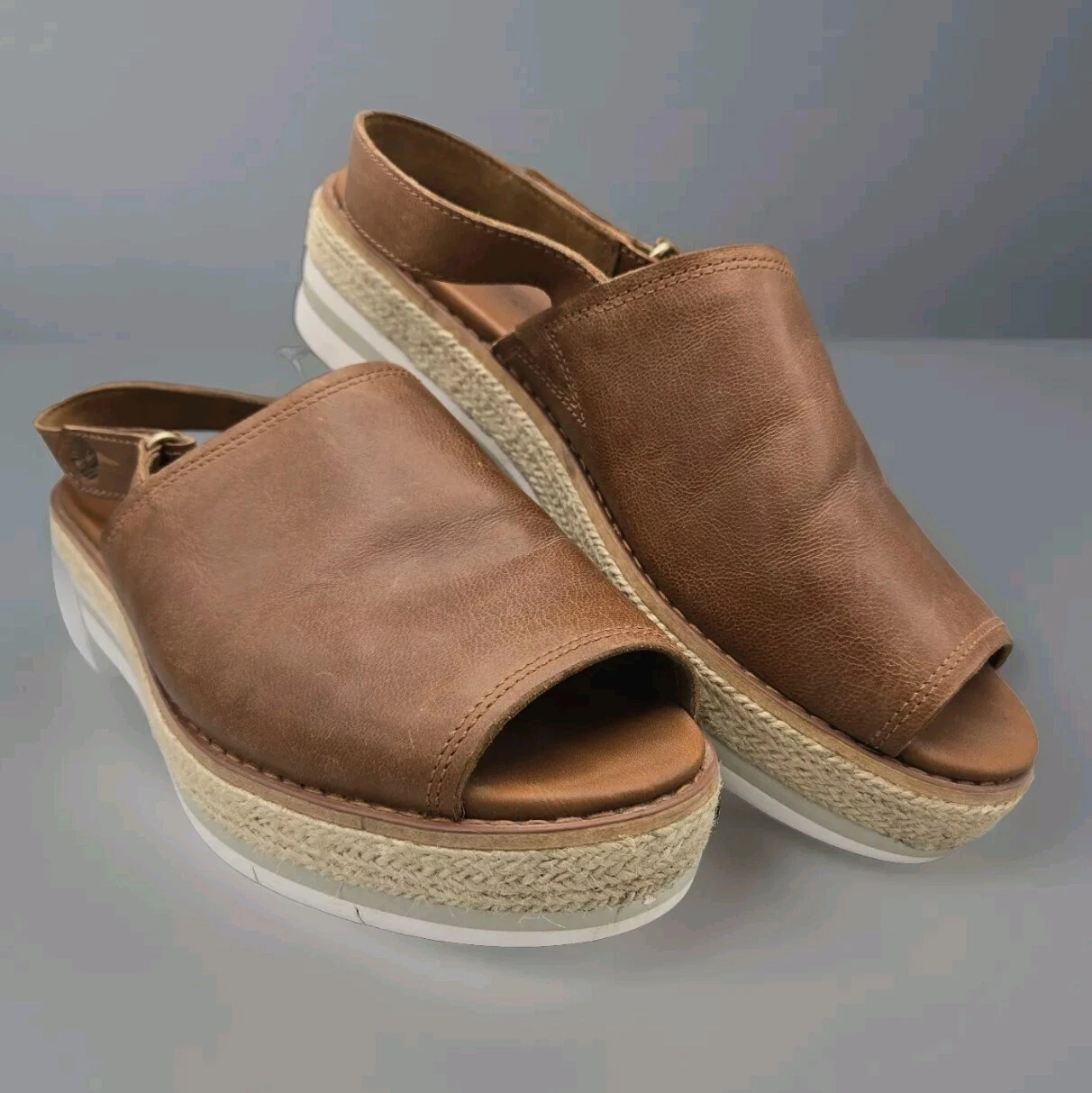 Timberland taglia 8 Emerson platform punta aperta sandalo pelle zeppa us intime ottimeioni