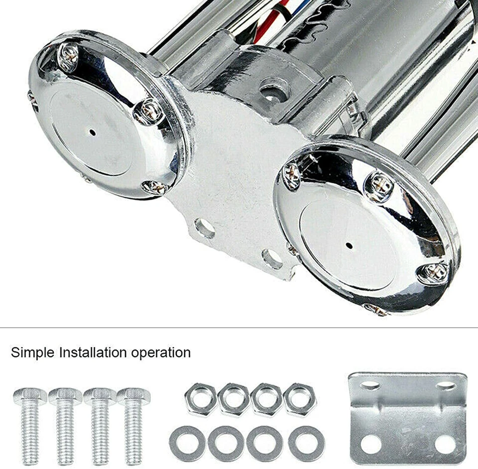 12V LKW Hupe Luft Horn mit Kompressor 600Db Super laut Doppelrohr Lufthorn Kit - Bild 3 von 4