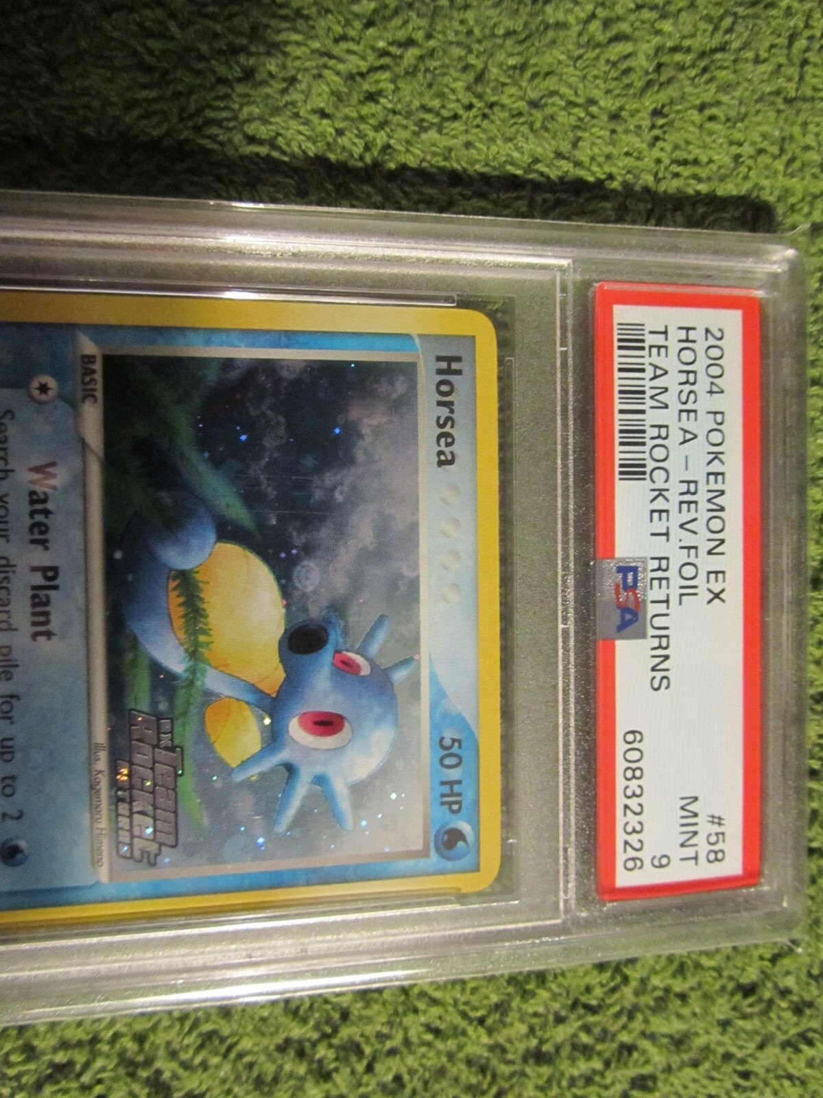 PSA 9 Team Rocket Returns Reverse Holo Stamp Horsea 58/109 in MINT Condition