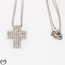 Necklace White Gold 18 Carats 750 Cross Diamonds 1,44 CT -370 / VV