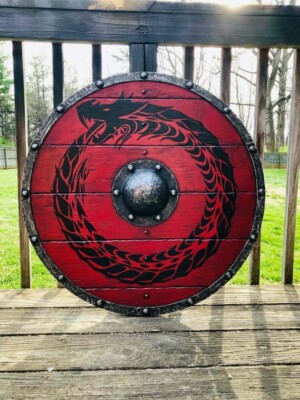 Medieval Larp Warrior Wood & Steel Viking Round shield Armor Templar Shield