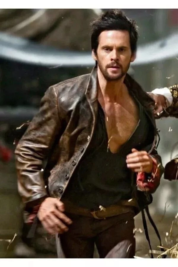 Men's Distressed Brown Leather Jacket Da Vinci Demons Style Celebrity Design