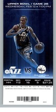 Philadelphia 76ers vs Utah Jazz 2/12/2014 Full Ticket -  Alec Burks