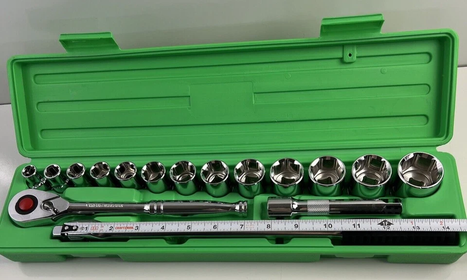 Empuñadura 16 piezas/17 con estuche - Juego de enchufes de 6 puntos con trinquete de cabeza redonda NUEVO Foto 2 de 4