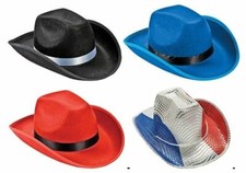 COWBOY HAT, Dress-Up Costume Adult One Size, Faux Felt, Wreath Centerpiece
