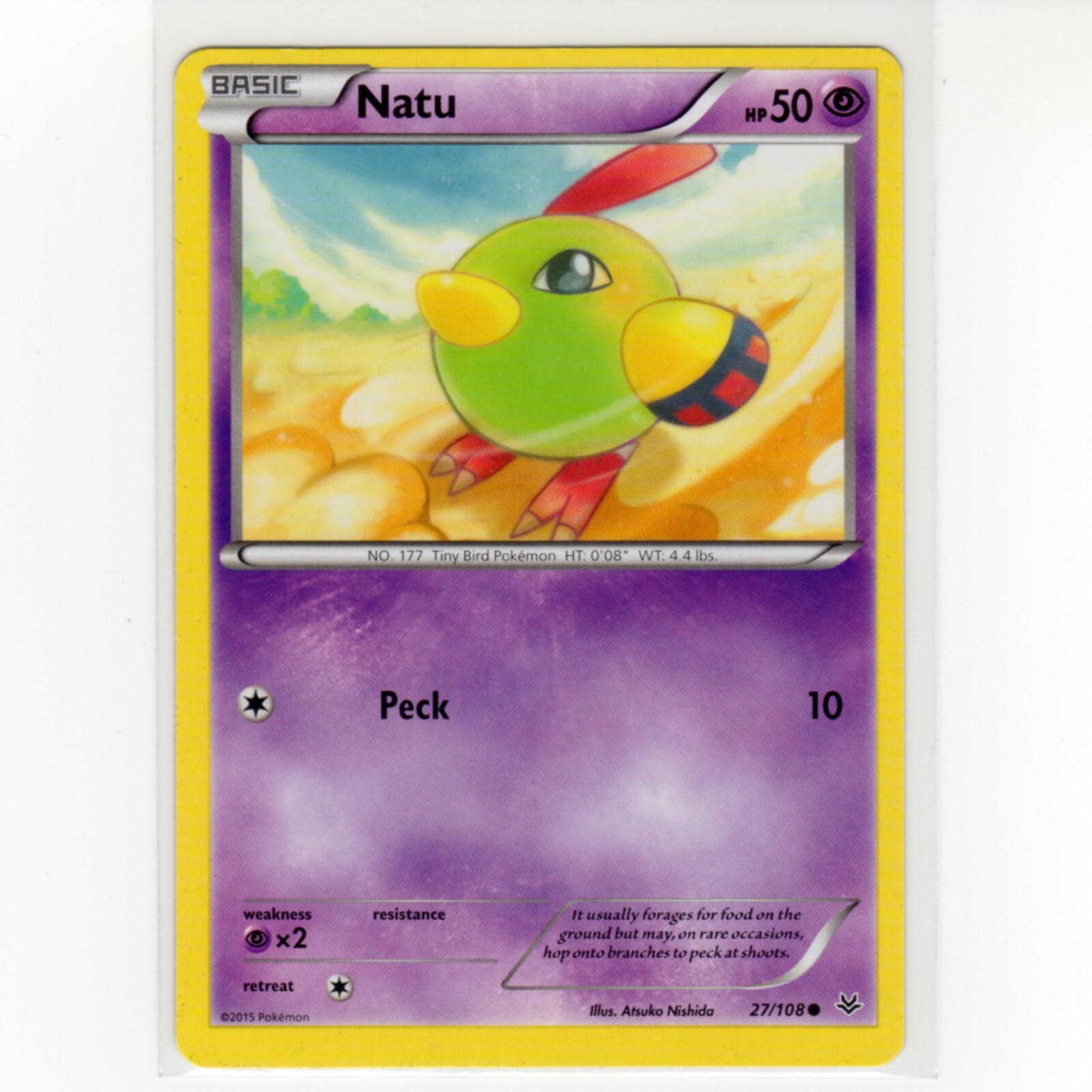 Pokemon TCG Natu 27/108 XY Roaring Skies Regular Common Card 2015 EN-LP