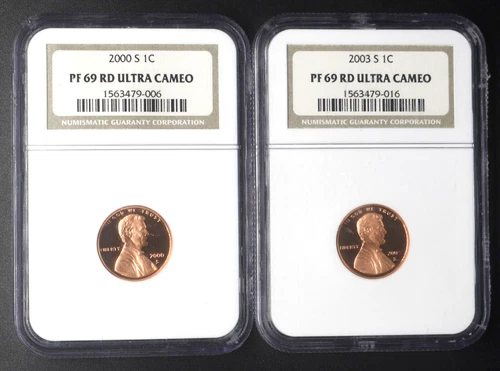2000-S 2003-S Lincoln Cent - NGC PF69 RD Ultra Cameo - 2 Coin Lot - COINGIANTS-