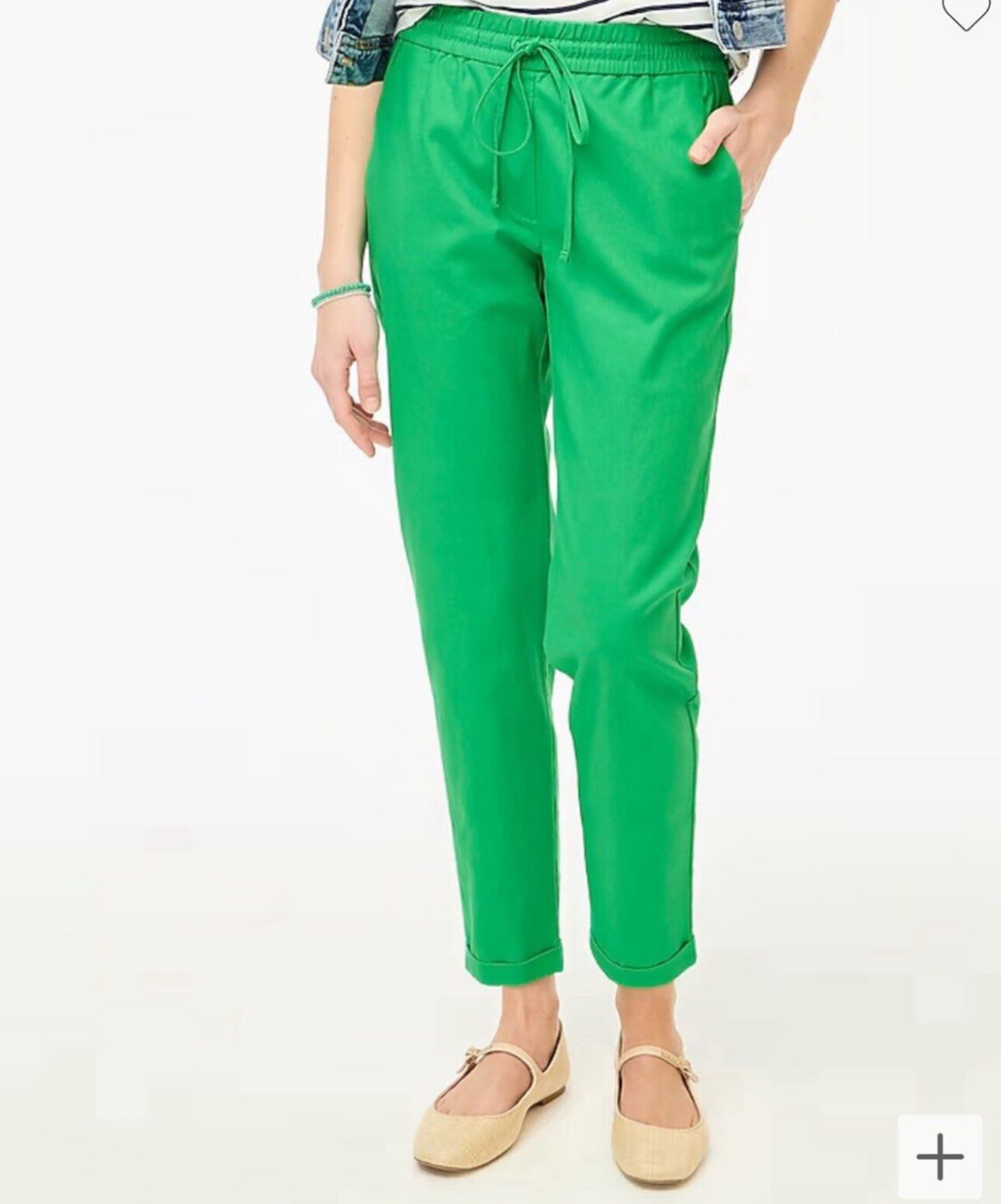 J.Crew Size  0 Green Linen Cotton Blend Drawstring Pant New