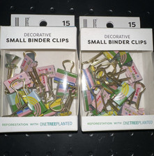 2 Binder Clips for School/Office, Teens, Preteen 15pcs Each, 2pk 30 pcs NEW