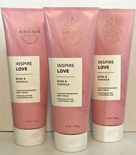 ROSE VANILLA BODY CREAM LOT X 3 BATH BODY WORKS AROMATHERAPY INSPIRE LOVE