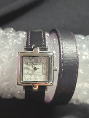Women Coldwater Creek Watch Black Double Leather Band Silver Case White Face New