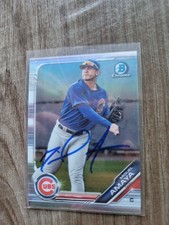Miguel Amaya Signed 2019 Bowman Refractor Baseball Card Chicago Cubs #BDC-135