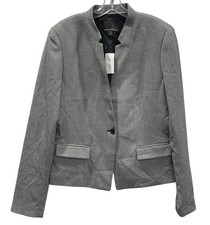 Banana Republic Herringbone Blazer 14T Gray Collarless Academia European Preppy