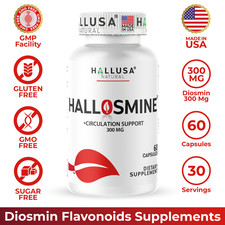 Hallusa Natural Hallosmine 300mg Diosmin Circulation  Vein Support 60 Capsules
