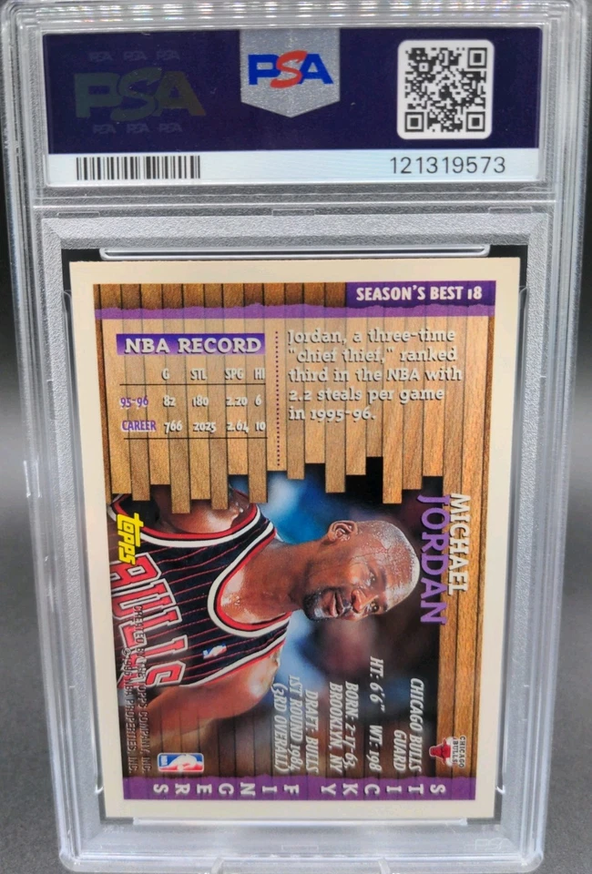 1996-97 Topps - Season's Best Sticky Fingers Michael Jordan #18 - Image 2 of 3