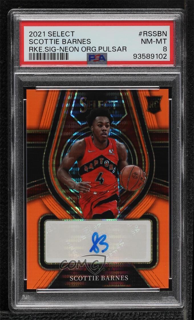 2021-22 Select FOTL Neon Orange Pulsar Prizm 19/30 Scottie Barnes Auto RC 14t3