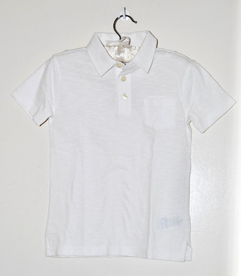 NWT Crewcuts Little Boys Solid White SS Pocket Slub Polo Shirt sz 4-5