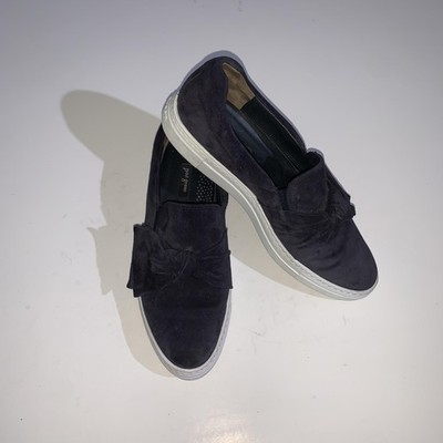 Paul Green Shoes Womens UK 6 Blue Suede Slip On Bow Comfort Sneakers US 8.5