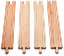 Maxim Wooden Train Track Set 8" Straight 4-Piece Compatible with Thomas  Brio