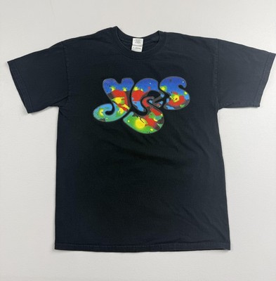 Gildan Shirt Mens Medium Black Yes Logo Graphic Tee Rock Band Psychedelic