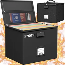 Fireproof File Storage Box with Lock, Waterproof Document Organizer with Handle