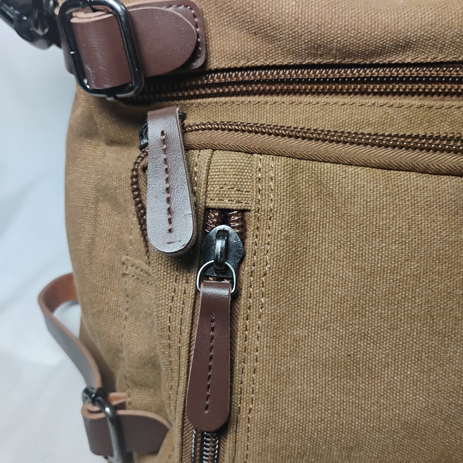 Large Brown Convertible Backpack  Bag Multi Pocke… - image 3